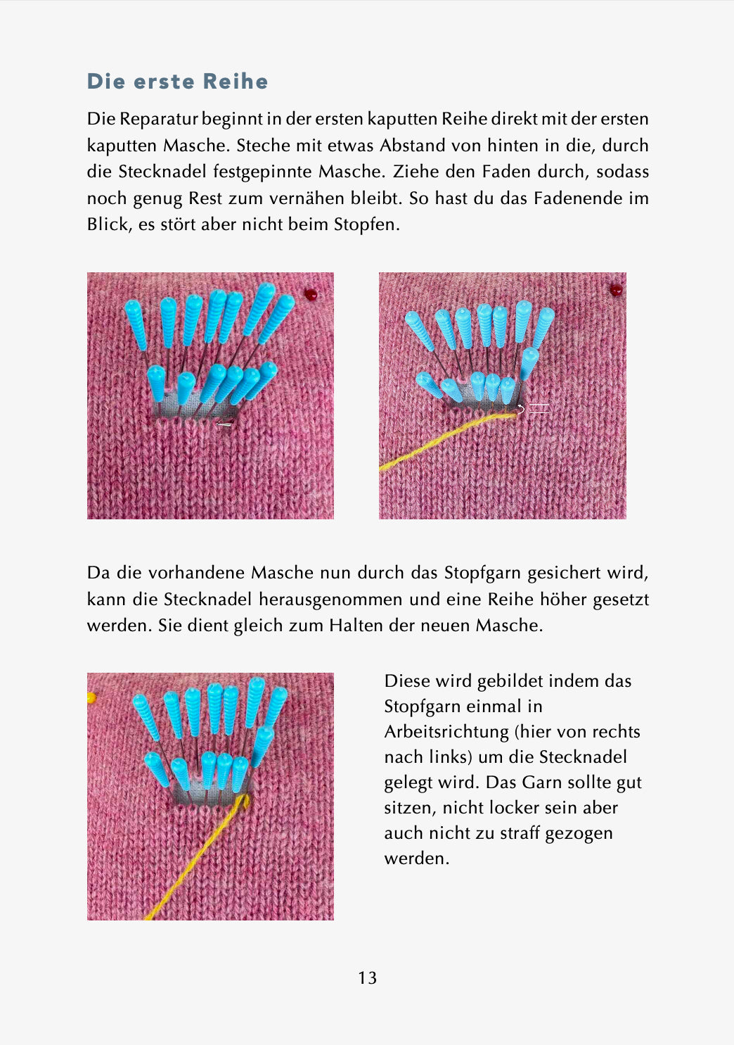 Strickbekleidung unsichtbar reparieren mit dem Maschenstich