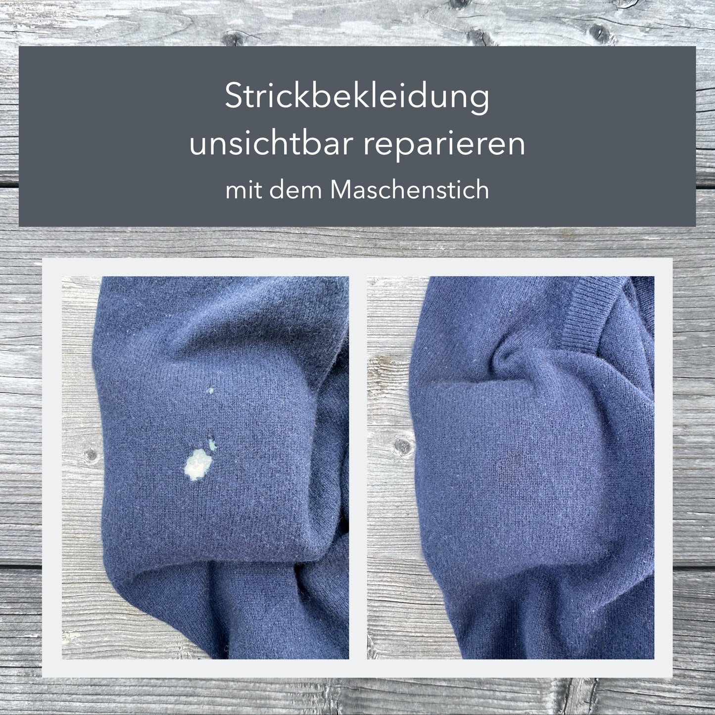 Strickbekleidung unsichtbar reparieren mit dem Maschenstich