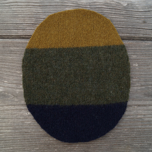 Flicken Wolle - Ocker/Grün/Navy gestreift