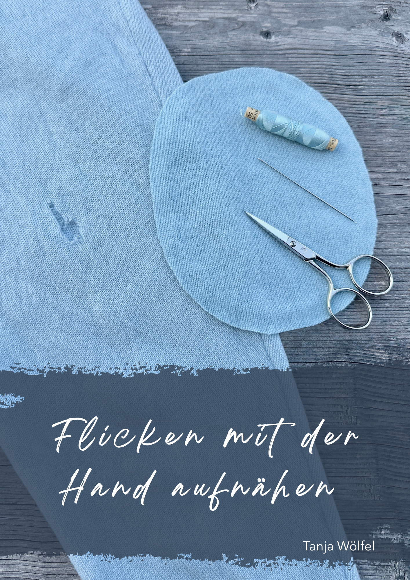Flicken mit der Hand aufnähen