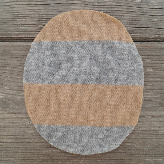 Flicken Kaschmir - Beige Grau gestreift - Repariererei