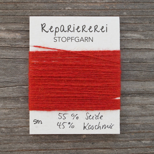 Stopfgarn Seide/Kaschmir 3011 Rot mit Gelb - Repariererei