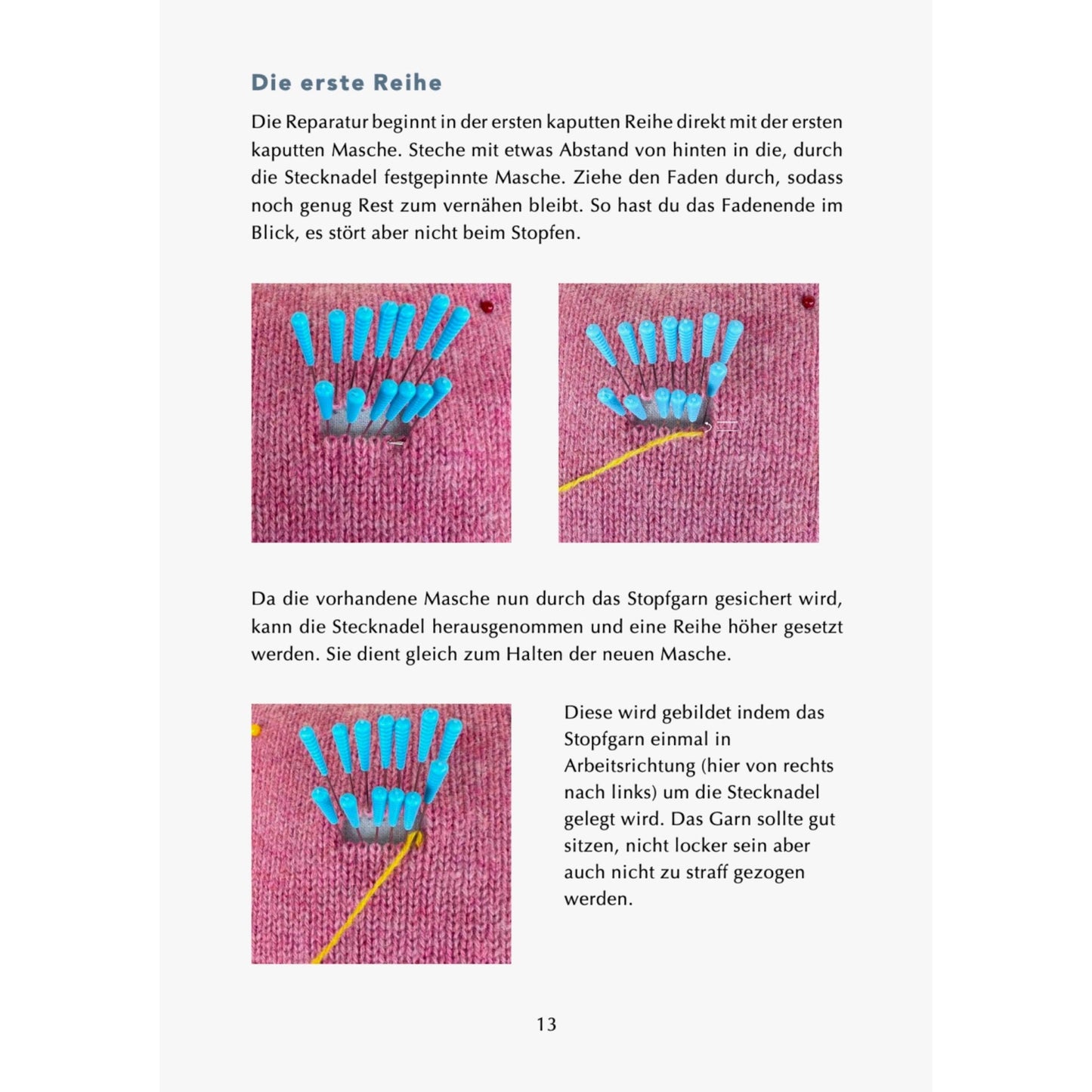 Strickbekleidung unsichtbar reparieren mit dem Maschenstich - Repariererei